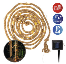 Guirlande solaire en corde avec LED et détecteur crépusculaire