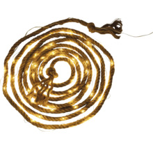 Guirlande lumineuse LED en corde naturelle, enroulée en spirale pour un éclairage décoratif.