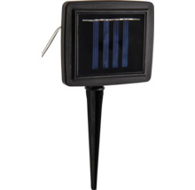 Panneau solaire avec piquet de terre pour éclairage de jardin en plastique.