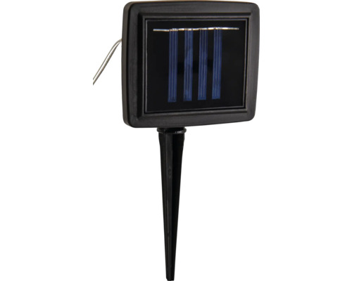 Panneau solaire avec piquet de terre pour éclairage de jardin en plastique.