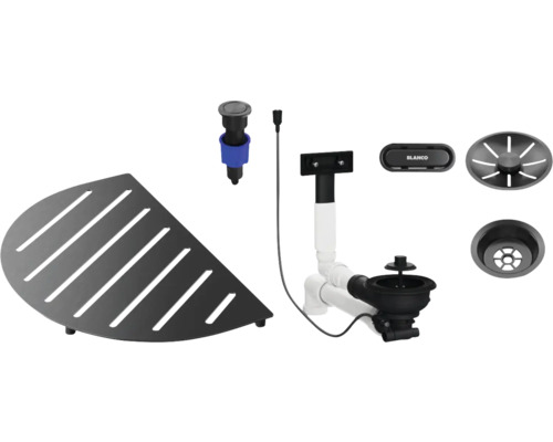 Kit de composants Blanco OOVALON satin dark steel 527996 Accessoires d'évier avec étagère d'angle