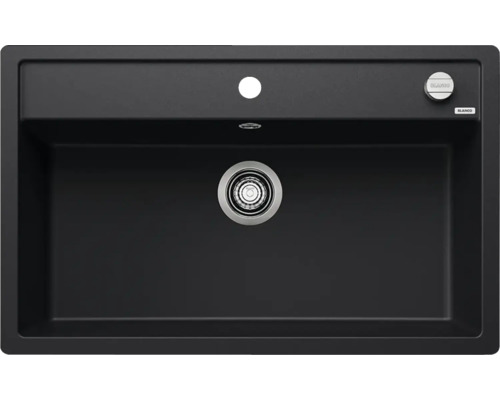 Spüle Blanco DALAGO 8-F 80,5 x 50 cm schwarz 525878 Spülbecken aus Silgranit mit Ablaufgarnitur und Blanco Logo
