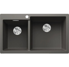 Dunkelgraue Küchenspüle mit zwei Becken