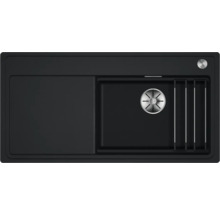 Schwarze Küchenspüle mit Abtropffläche und Spülbecken