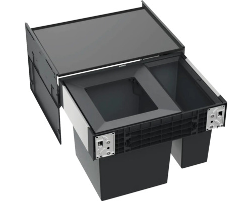 Système de tri des déchets de cuisine avec tiroir coulissant et poubelles