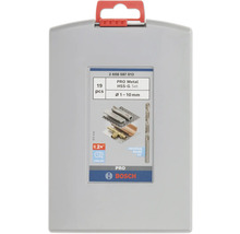Coffret de forets à métaux Bosch HSS-G, 19 pièces, diamètre 1 à 10 millimètres, longue durée, ajustement universel. Bosch Logo.