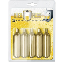 Cinq capsules de remplacement de CO2 Bier Maxx dans l'emballage
