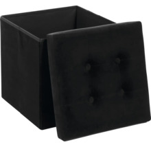 Tabouret de siège noir ouvert avec motif à boutons sur le couvercle