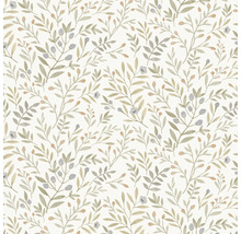 Papier peint avec motif de feuilles et de baies