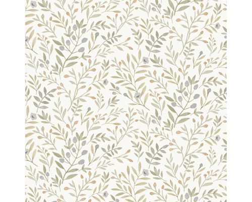Papier peint avec motif de feuilles et de baies