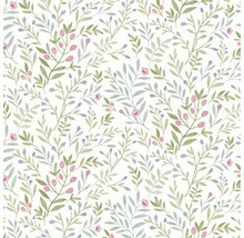Papier peint à fleurs avec fleurs et feuilles