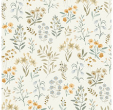 Papier peint fleuri avec fleurs et feuilles