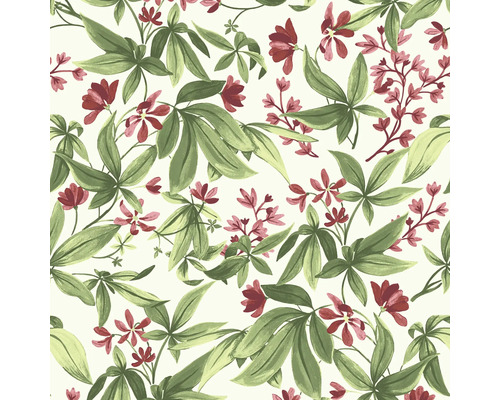 Papier peint décoratif avec motif de feuilles et de fleurs