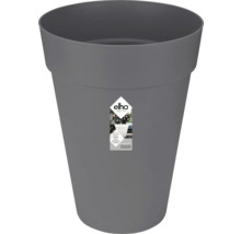 Pot de fleurs gris avec logo Elho et symbole de matériaux recyclés