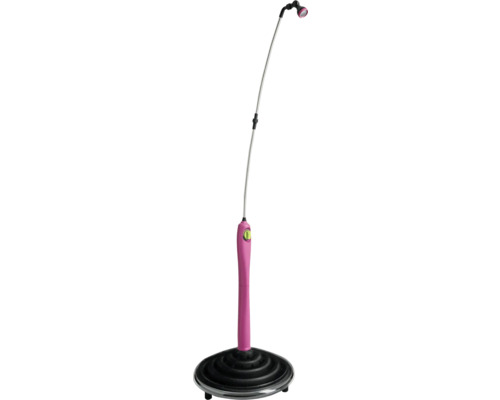 Douche de jardin mobile avec poignée rose et base noire