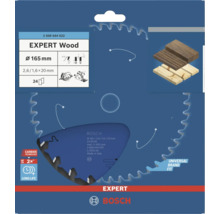 Lame de scie circulaire Bosch Expert for Wood, diamètre 165 mm, 24 dents, pour bois, ajustement universel.
