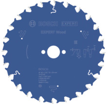 Lame de scie circulaire Bosch Expert for Wood, 165 par 2,6 par 20 millimètres, 24 dents, bleue.
