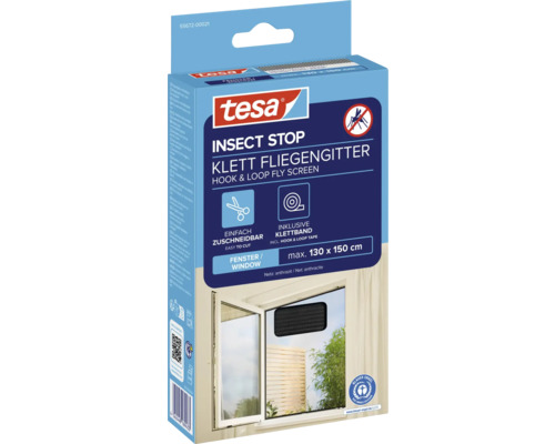 Moustiquaire à scratch Tesa Insect Stop pour fenêtres, ruban auto-agrippant inclus, taille maximale 130 x 150 centimètres