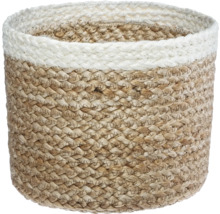 Panier tressé en fibres naturelles avec bordure blanche