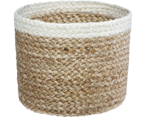 Panier tressé en fibres naturelles avec bordure blanche