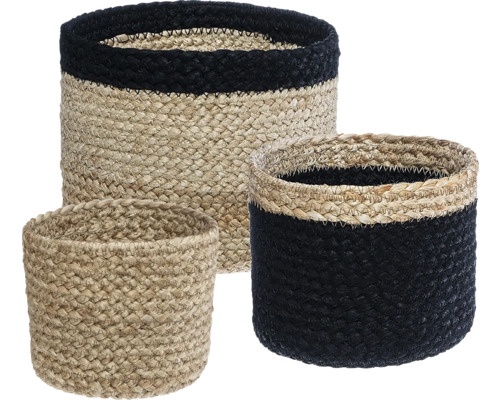 Ensemble de trois paniers de rangement tressés en fibres naturelles