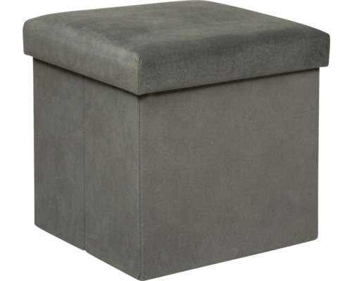 Tabouret de rangement carré gris