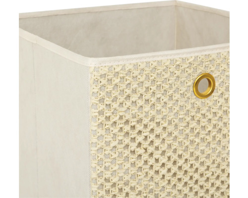 Boîte de rangement en tissu avec extérieur tressé et oeillet métallique
