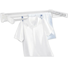 Wäscheständer zur Wandmontage mit Wäscheklammern und Kleidungsstück