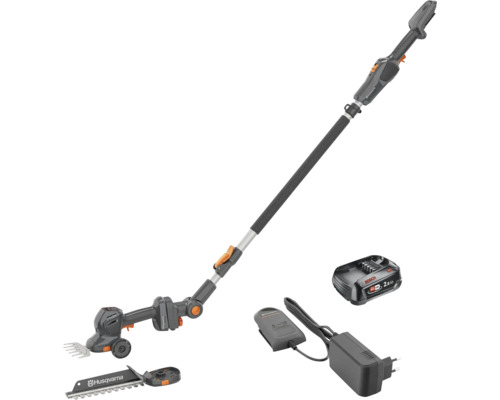 Taille-haie à batterie Husqvarna avec batterie, chargeur et lames de taille-haie