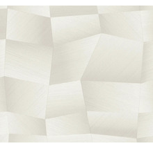 Papier peint intissé avec motif géométrique 3D abstrait et structure lignée fine.
