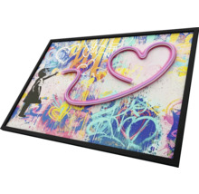 Tableau mural encadré avec motif graffiti, fille et cœur