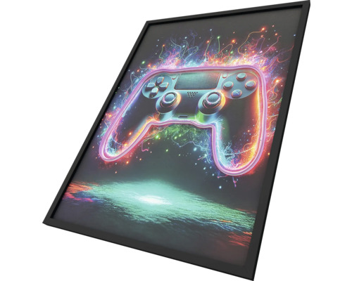 Affiche encadrée avec un motif de manette de jeu vidéo