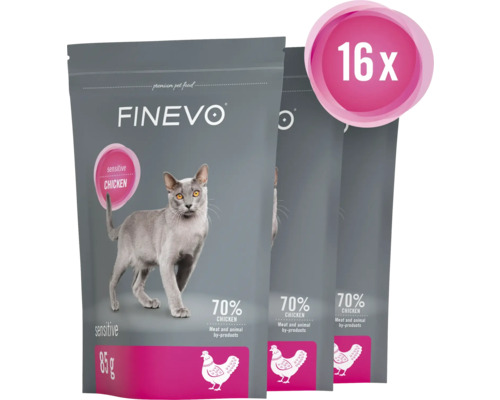 Aliments pour chats Finevo Sensitive Poulet, lot de 16