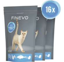 FINEVO Katzenfutter für sterilisierte Katzen, Huhn, Fisch und Kartoffel, 16 mal 85 Gramm Beutel.