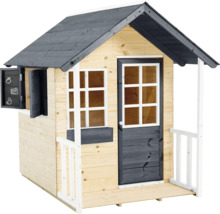 Maisonnette en bois avec porte, fenêtre et tableau noir