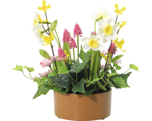 Arrangement mit Kunstblumen im Topf