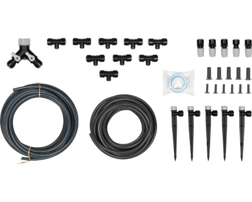Gartenbewässerungsset mit Schlauch, Verbindungsstücken und Tropfern für die Gartenbewässerung