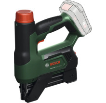Agrafeuse sans fil Bosch AdvancedTacker 18 Volt-25 en vert et noir avec une molette de réglage rouge.