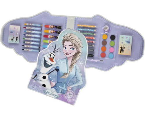 La Reine des Neiges mallette de peinture avec stylos, peintures et pinceaux