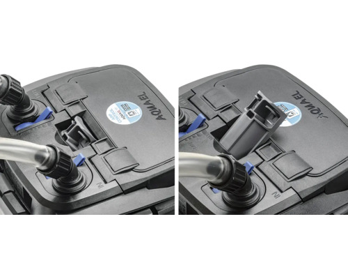 Aquarium Aussenfilter Detailansicht mit Schlauchanschluss und Pumpenkopf