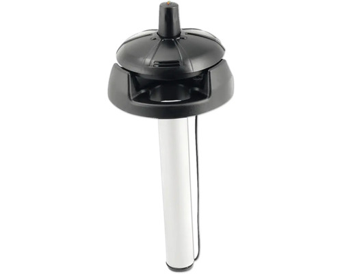 Indicateur de niveau mécanique pour réservoirs avec partie supérieure noire et tube blanc.