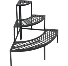 Dreistufige Eck-Pflanzenbank aus Metall mit Gittermuster