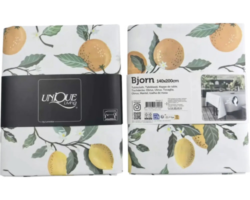 Nappe Bjorn, 140x200 cm, avec motif citron
