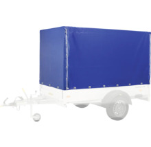 Remorque avec bâche bleue pour couvrir le chargement