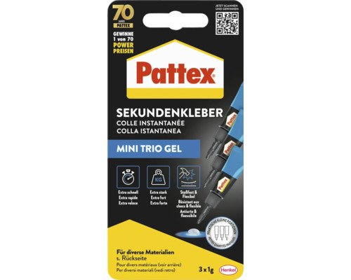 Pattex Sekundenkleber Mini Trio Gel Packung