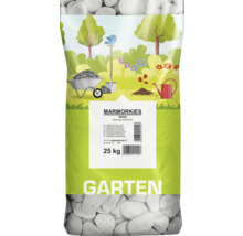 Sac de gravier de marbre blanc, granulométrie de 40 à 60 millimètres, 25 kilogrammes pour le jardin