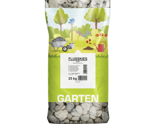 Sac de gravier de rivière multicolore, granulométrie 16-32 mm, 25 kg pour le jardin