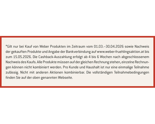 Conditions de participation pour l'action de printemps Weber cashback deux mille vingt-six.