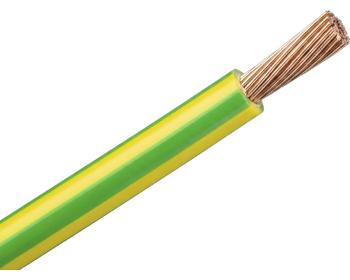 Câble de terre avec isolation jaune-vert et fils de cuivre exposés