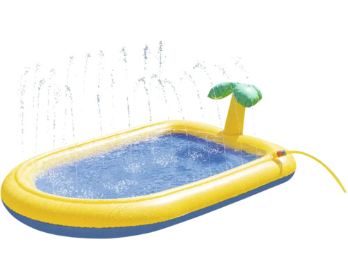 Pataugeoire gonflable pour enfants avec système d'arrosage en forme de palmier